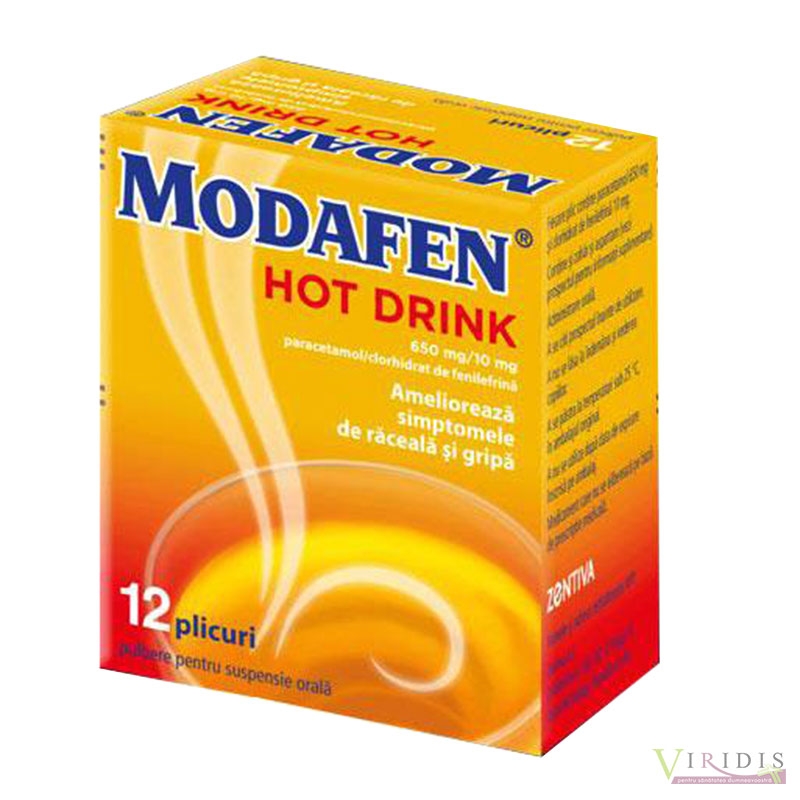 Modafen Hot Drink 650mg/10mg x 12 Pulbere suspensie orala