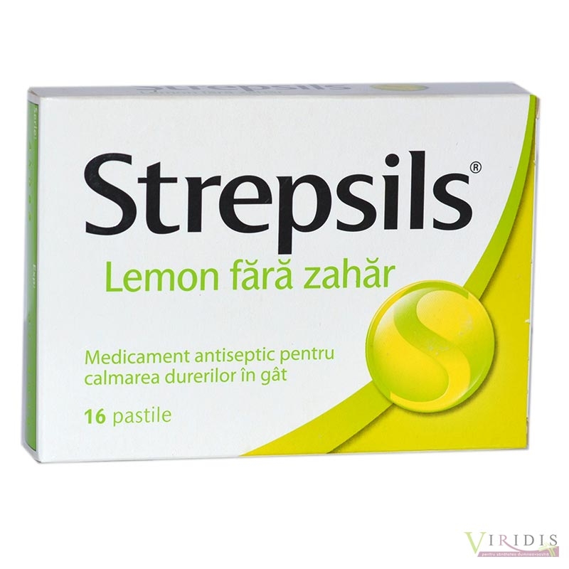 Strepsils Lemon Fara Zahar x 16 Pastile
