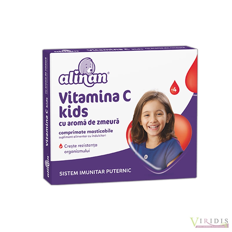 Vitamina C Kids zmeura, Alinan, comprimate masticabile