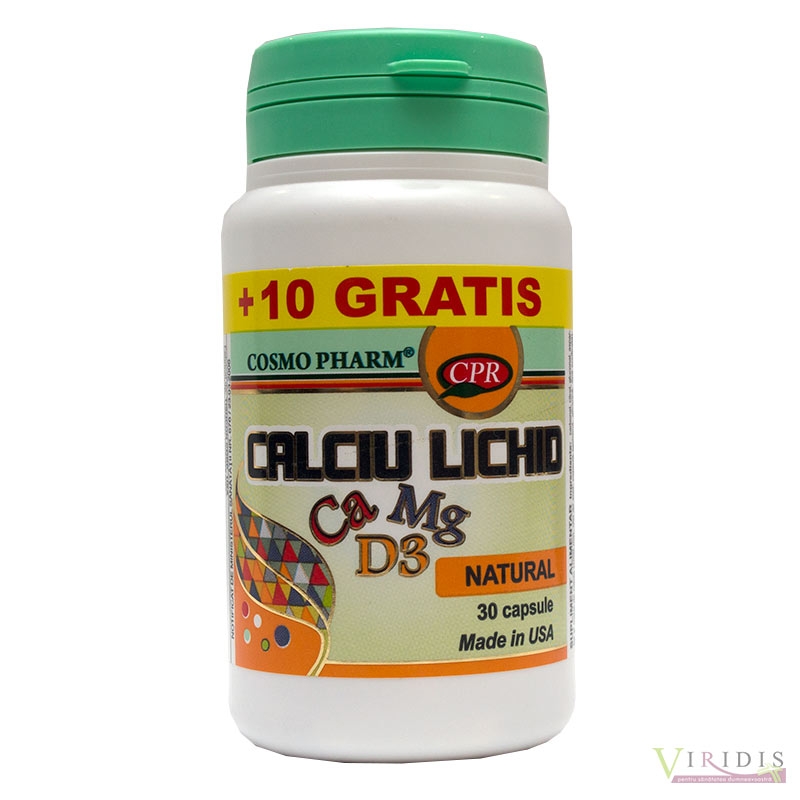 Calciu Lichid Ca Mg D3 +10 Gratis x 40 Capsule