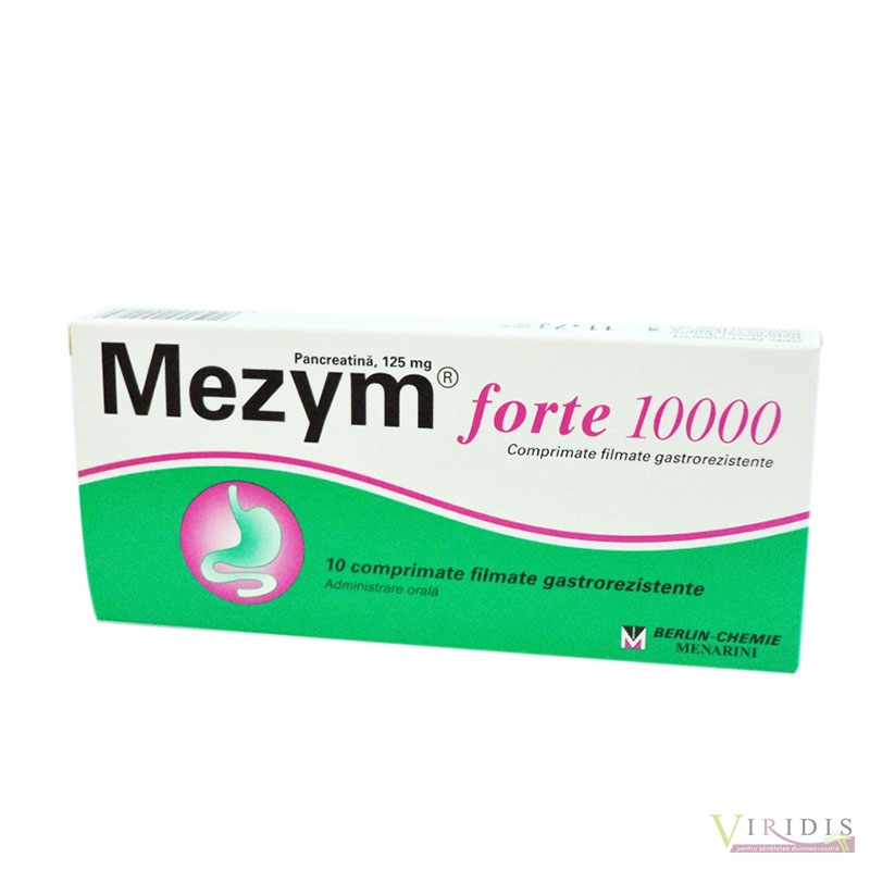 Mezym Forte 10000 125mg x 10 Comprimate gastrorezistente