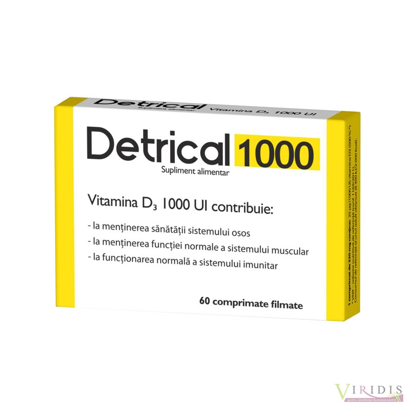 Detrical 1000, Vitamina D3, 60 Comprimate