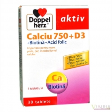  Calciu 750+D3+biotina+Acid Folic Doppelhertz x 30 Tablete